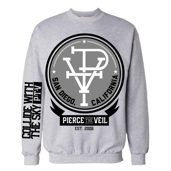 Pierce The Veil Other - Pierce The Veil Heather Grey Crewneck Sweatshirt Band Shirt Gildan